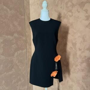 David Koma - side rose payette open leg mini dress